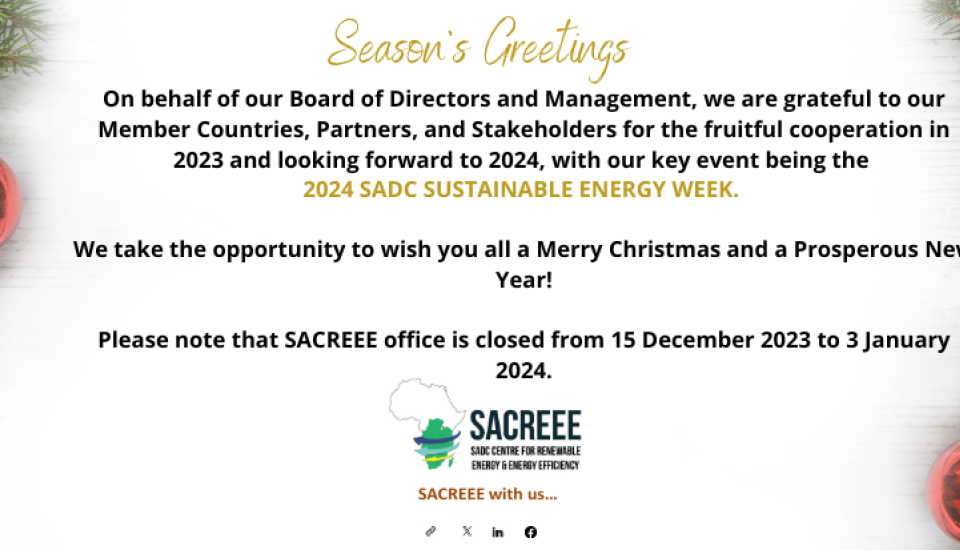 Image of SACREEE Festive Season's Greetings 
