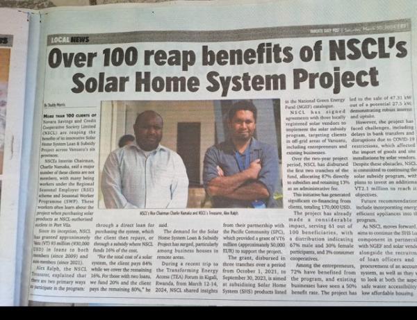 Image of Over 100 reap benefits of NSCL's Solar Home System Project
