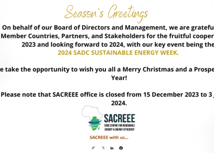 Image of SACREEE Festive Season's Greetings 